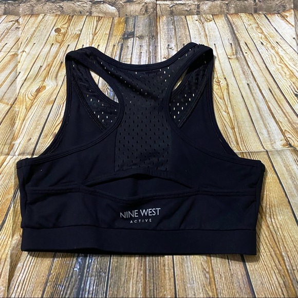 NEW Nine West Active Black Racerback Sports Bra - Picture 2 of 3